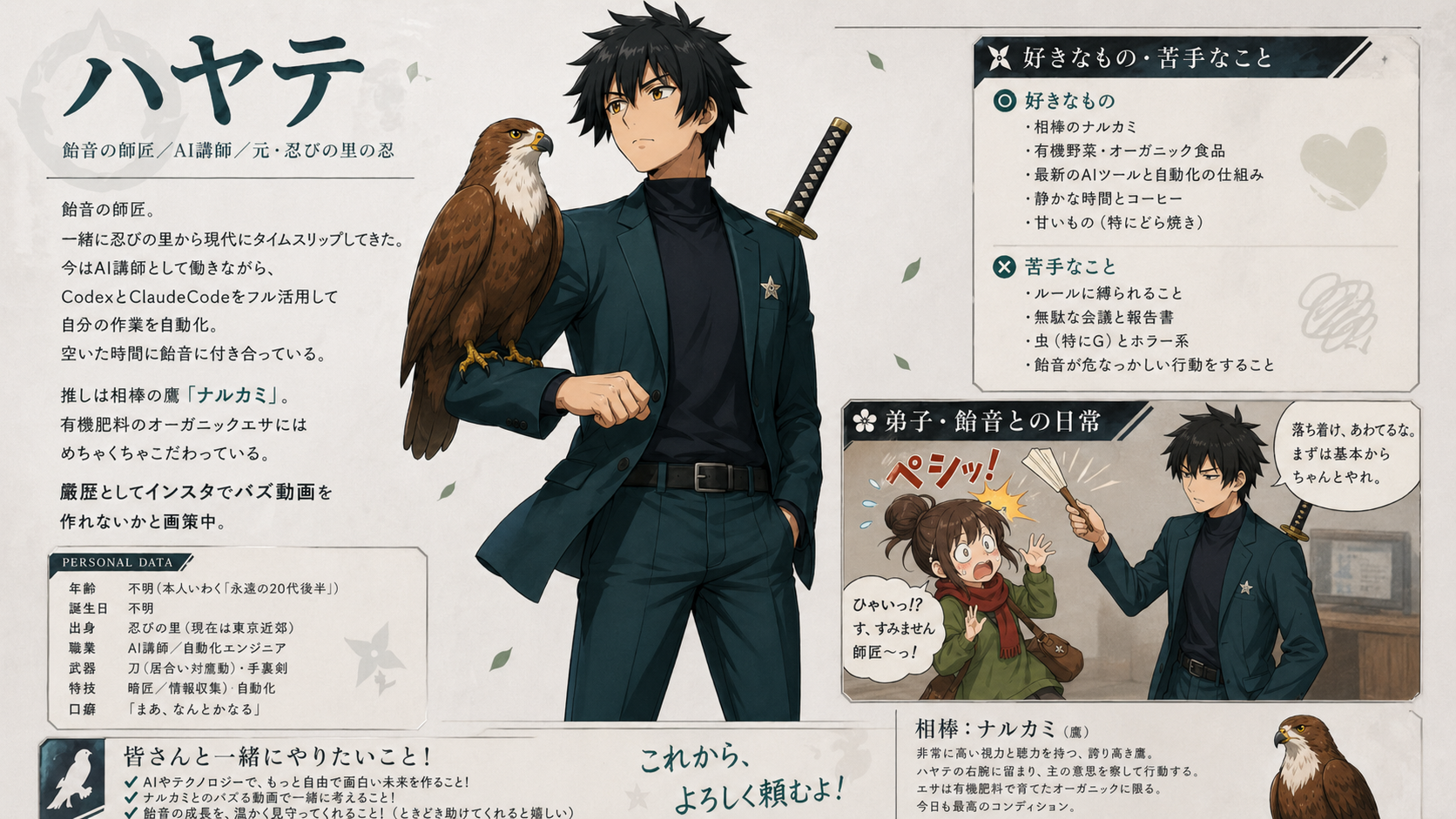 ハヤテ師匠のキャラクター紹介