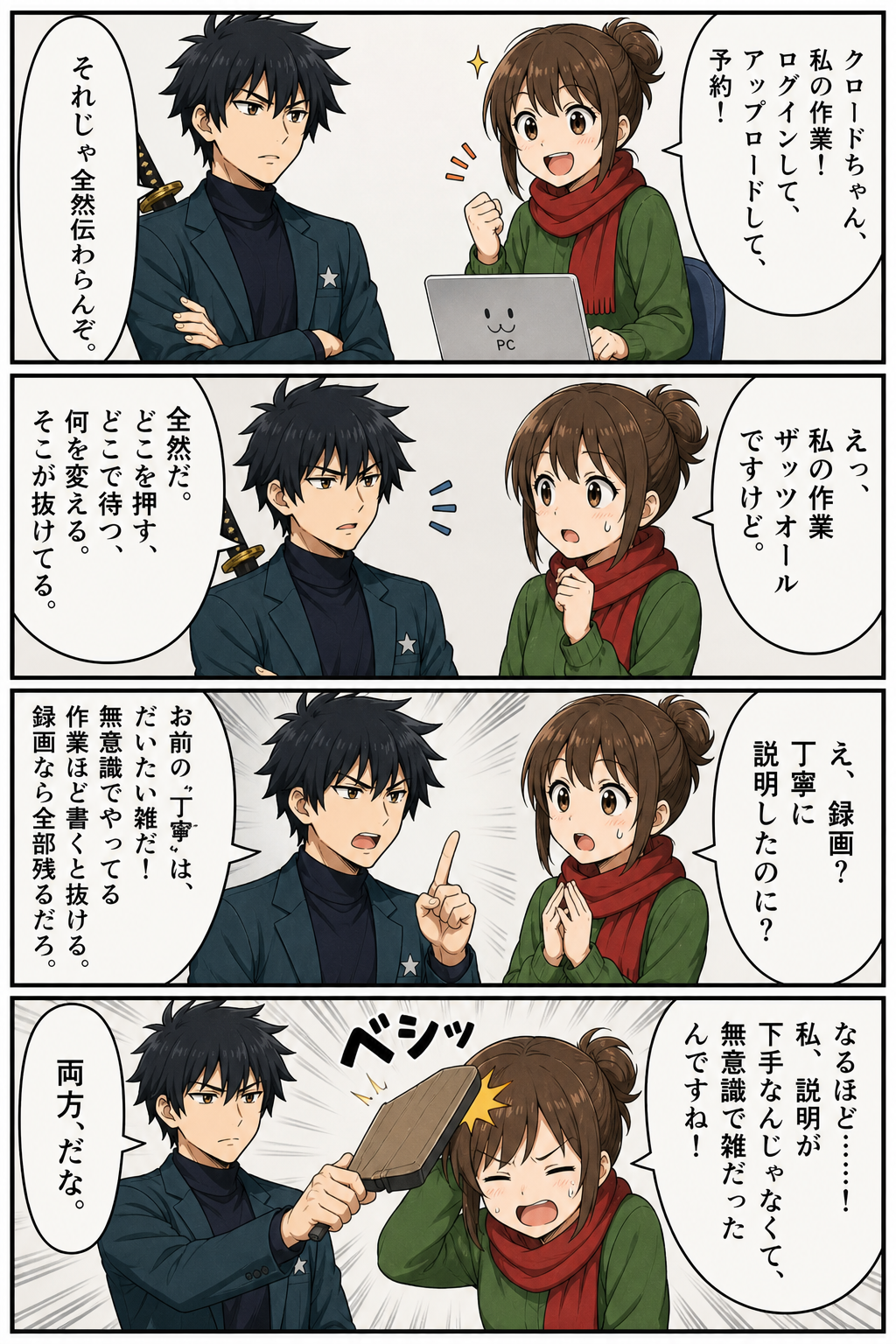 録画で作業を見せる